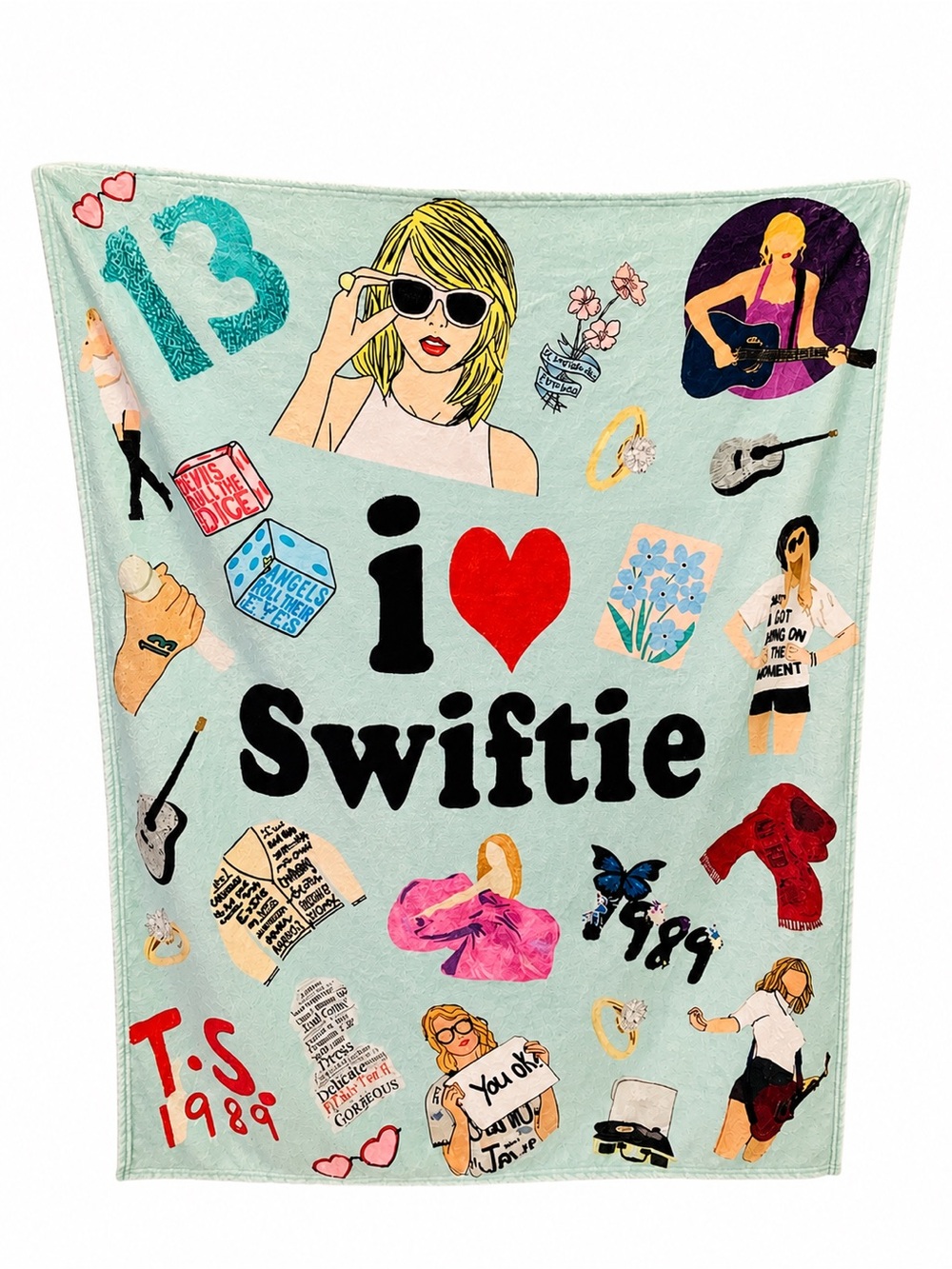 TAYLOR SWIFT INSPIRED BLANKET I HEART SWIFTIE 1989 13 THE ERAS TOUR